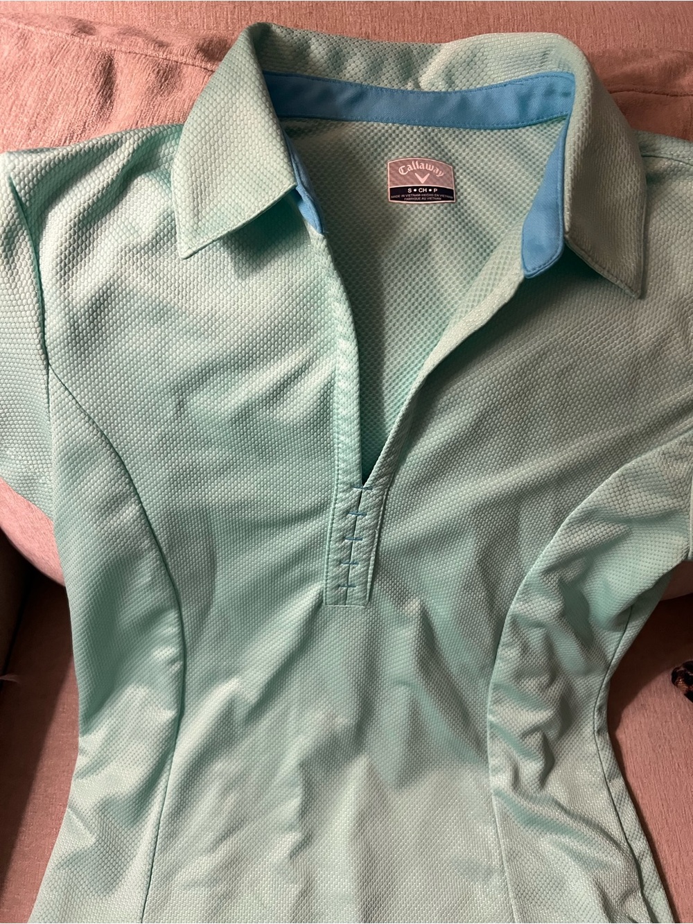 Callaway Mint Polo with Light Blue Collar Trim